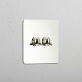 Dual Control Light Toggle Switch: Polished Nickel Single 2x Toggle Switch