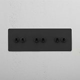 Bronze Triple Toggle Switch with 6 Positions - Sleek and Efficient Light Management on White Background