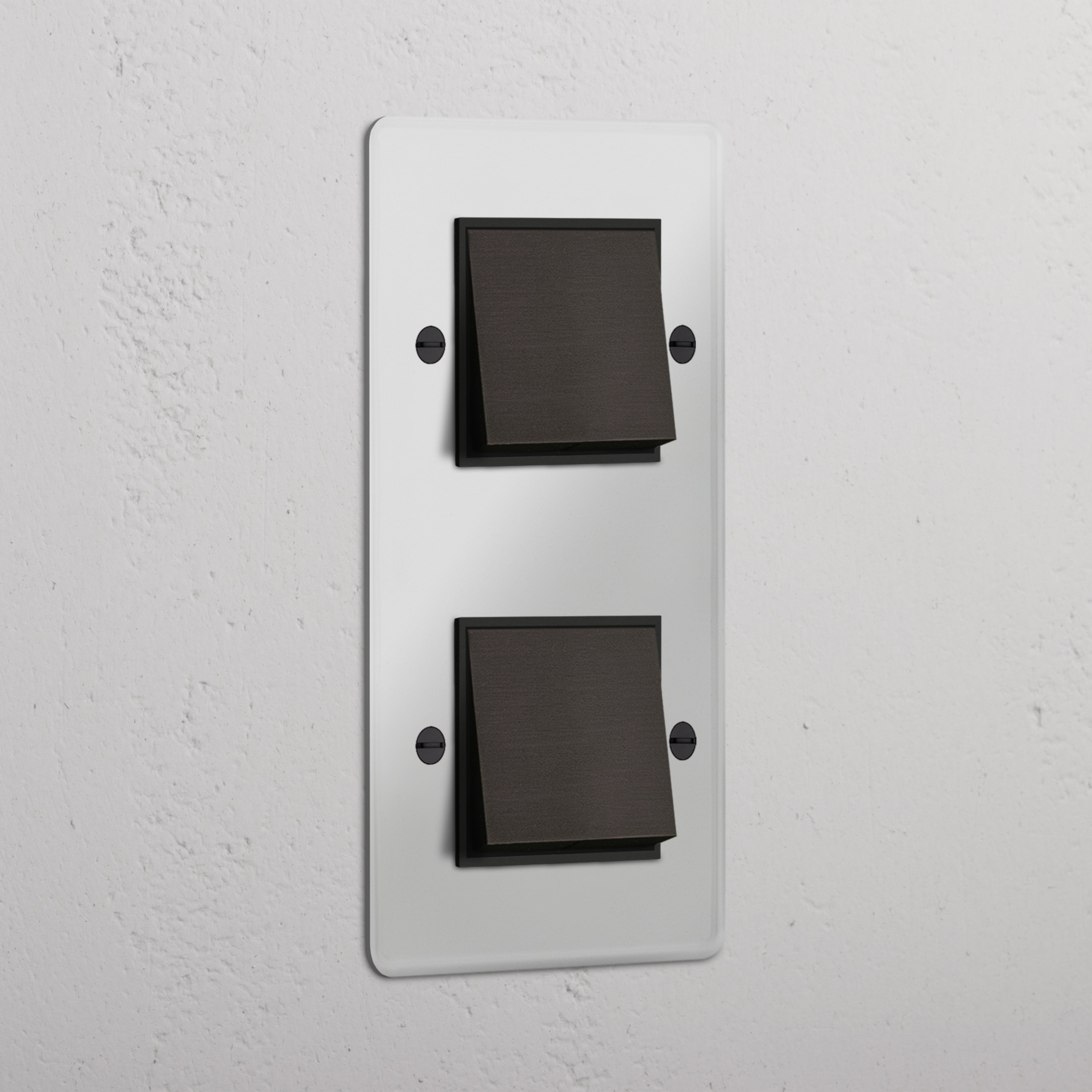Vertical Double Rocker Switch in Clear Bronze Black - Functional Light Control Accessory
