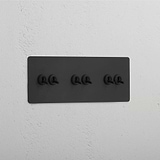 Stylish Bronze Triple Toggle Switch with 6 Positions - Elegant Light Control Solution