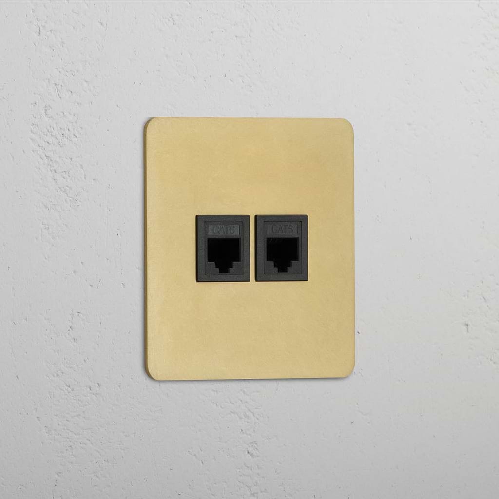 Antique Brass Black Single RJ45 Module