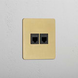 Antique Brass Black Single RJ45 Module
