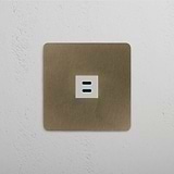 Fast-Charging Single USB 30W Module in Antique Brass White on White Background