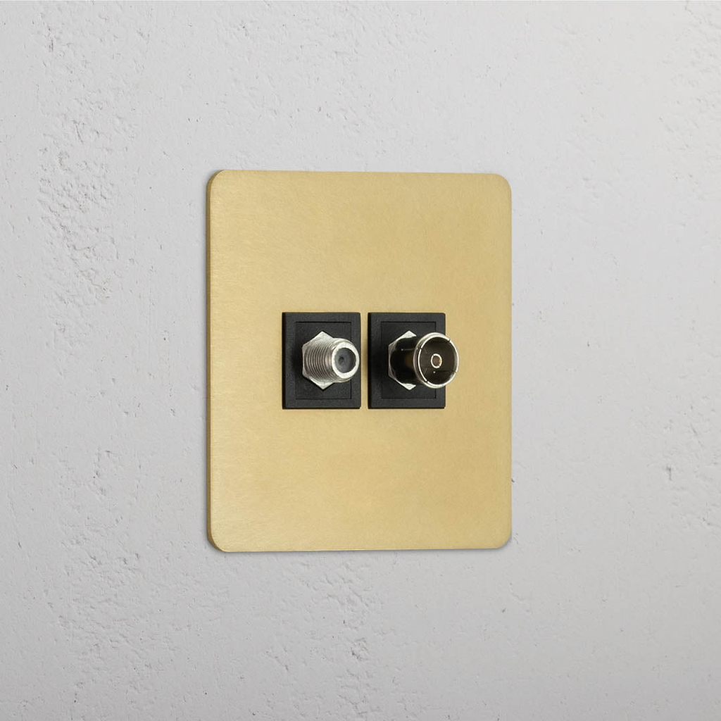 Single Satellite & TV Module in Antique Brass Black Design