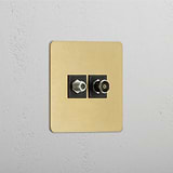 Single Satellite & TV Module in Antique Brass Black Design