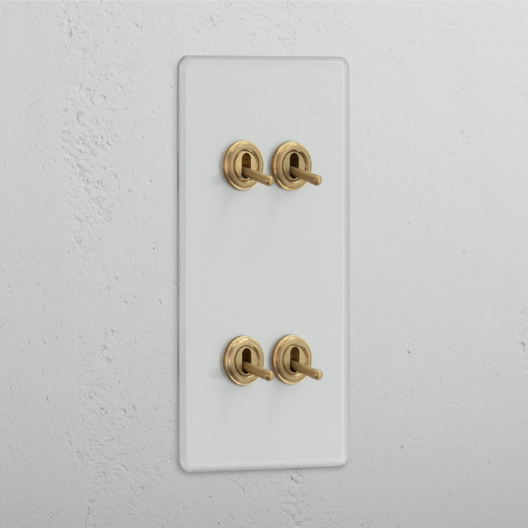 Double Vertical Toggle Switch in Clear Antique Brass with 4 Positions - Sophisticated Light Control Solution