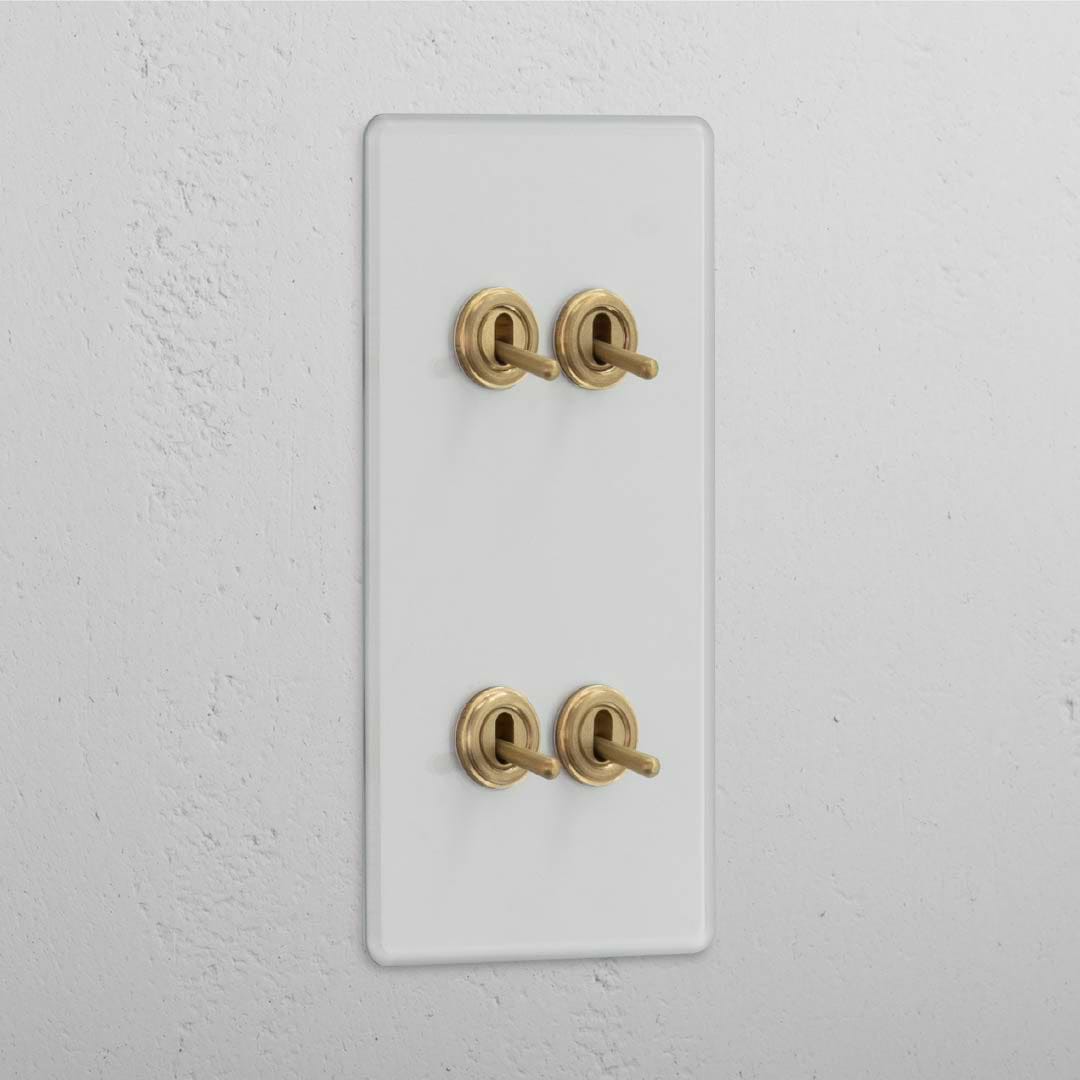 Double Vertical Toggle Switch in Clear Antique Brass with 4 Positions - Sophisticated Light Control Solution