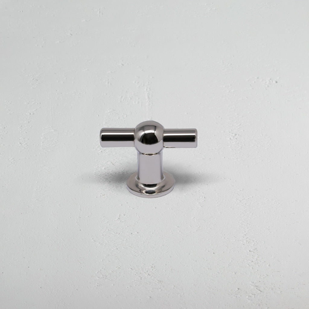 Polished Nickel Harper T-Bar Furniture Handle on White Background