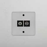 Single Satellite & TV Module in Clear Black - Comprehensive TV Signal Accessory on White Background
