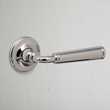 Polished Nickel Digby Fixed Door Handle on White Background