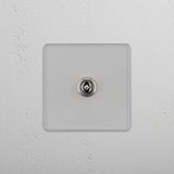 Central Single Toggle Switch in Clear Polished Nickel - Versatile Lighting Solution on White Background