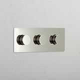 High Capacity Light Intensity Control Switch: Polished Nickel Triple 3x Dimmer Switch