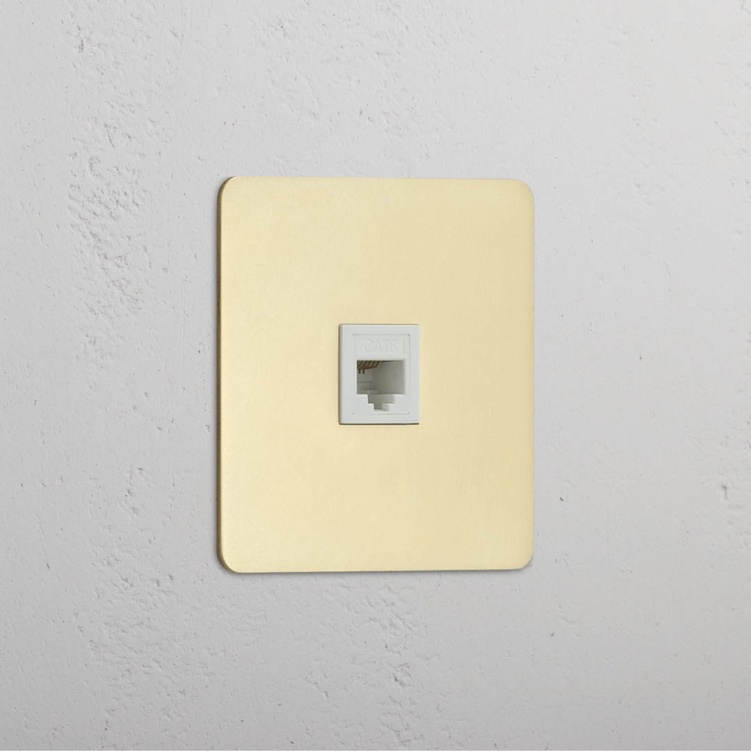 Single RJ45 Module in Antique Brass White - Reliable Network Connection