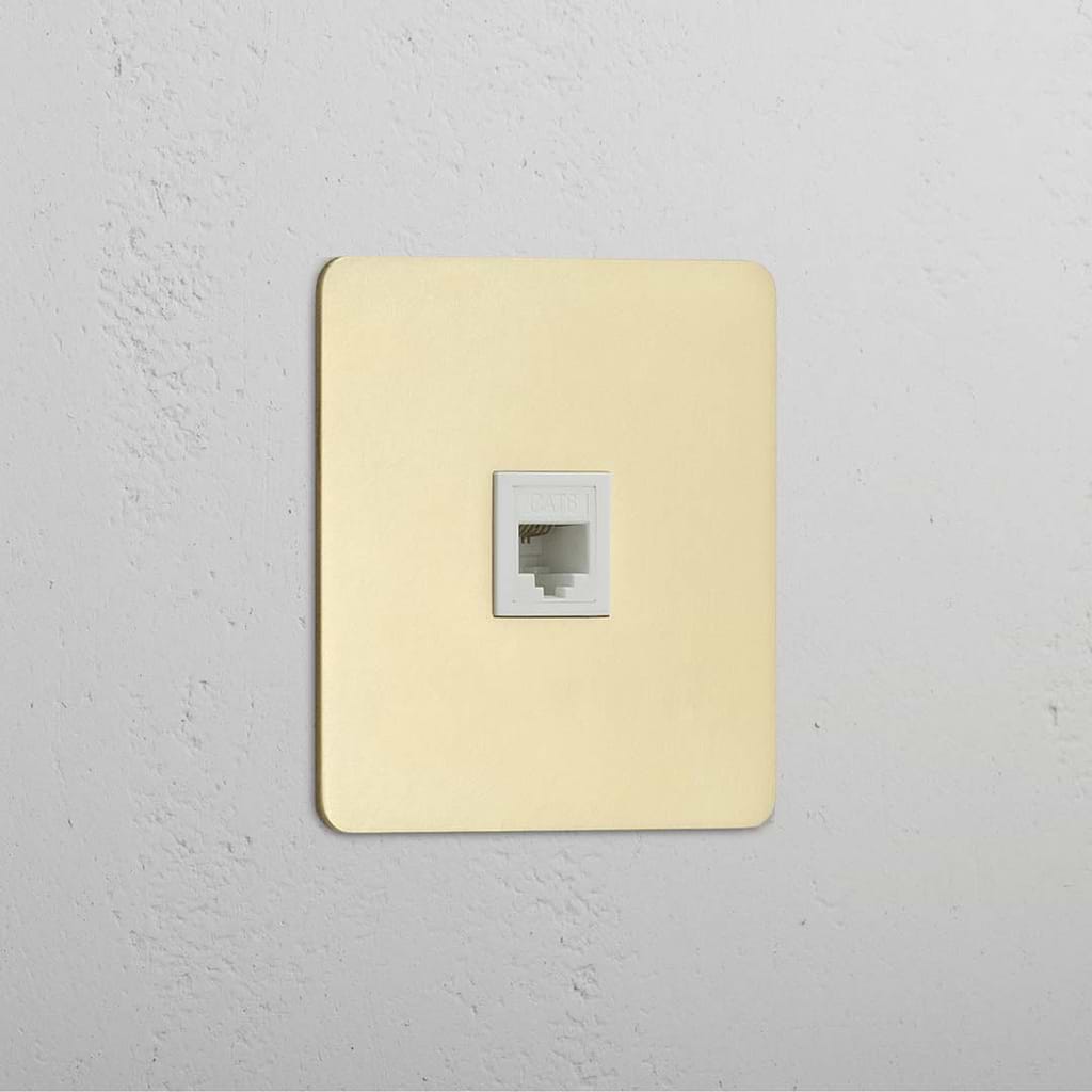Single RJ45 Module in Antique Brass White - Reliable Network Connection