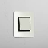 Retractive Light Control Switch: Polished Nickel Black Single Rocker Switch (Ret)