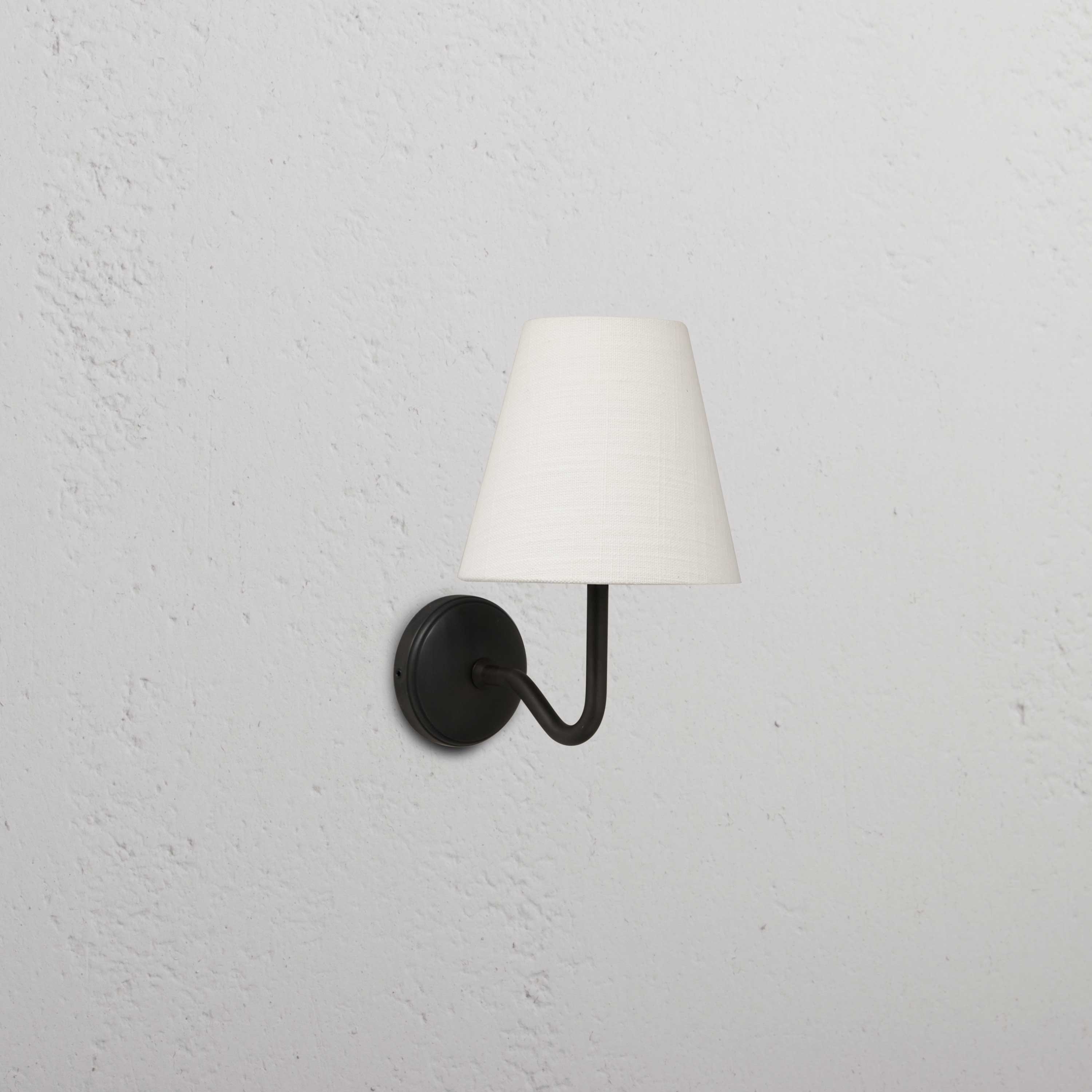 Bronze Wall Light with Alabaster White Linen Shade