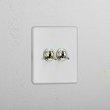 Efficient Double Toggle Switch in Clear Polished Nickel - Reliable Lighting Control Accessory