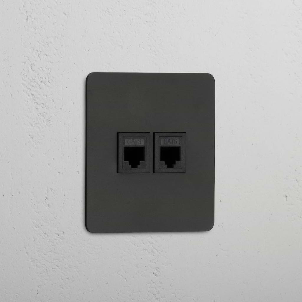 Efficient Single RJ45 Module in Bronze Black with Dual Ports - Stable Network Connection