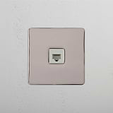 Single RJ45 Module in Polished Nickel White on White Background