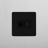 Superior Single RJ45 & HDMI Module in Bronze Black on White Background