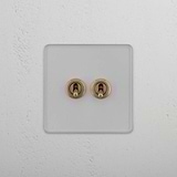 Clear Antique Brass Single Toggle Switch with 2 Positions - Elegant Light Management Solution on White Background