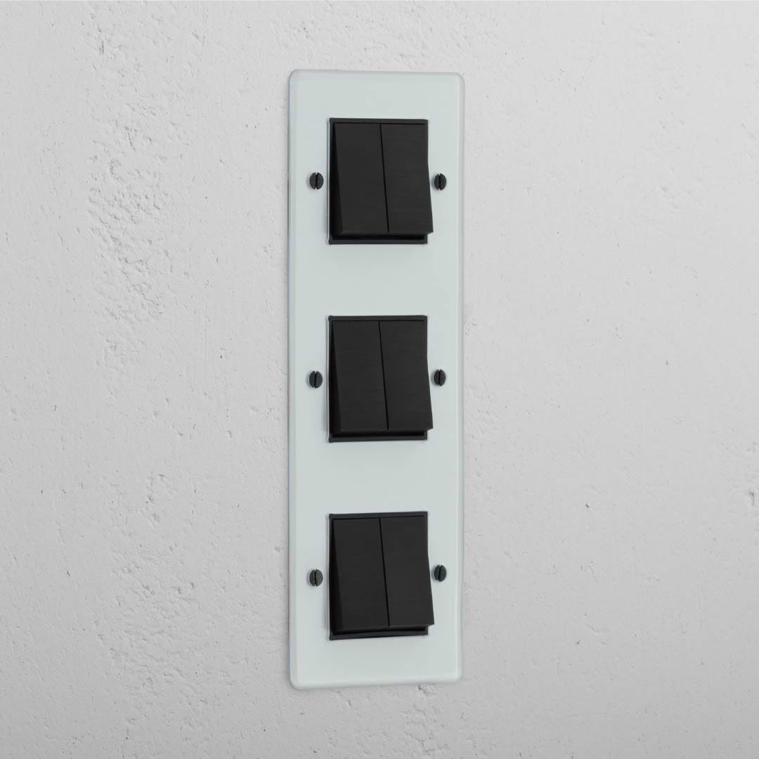 Vertical Six-Position Triple Rocker Switch in Clear Bronze Black - Advanced Lighting Control Solution