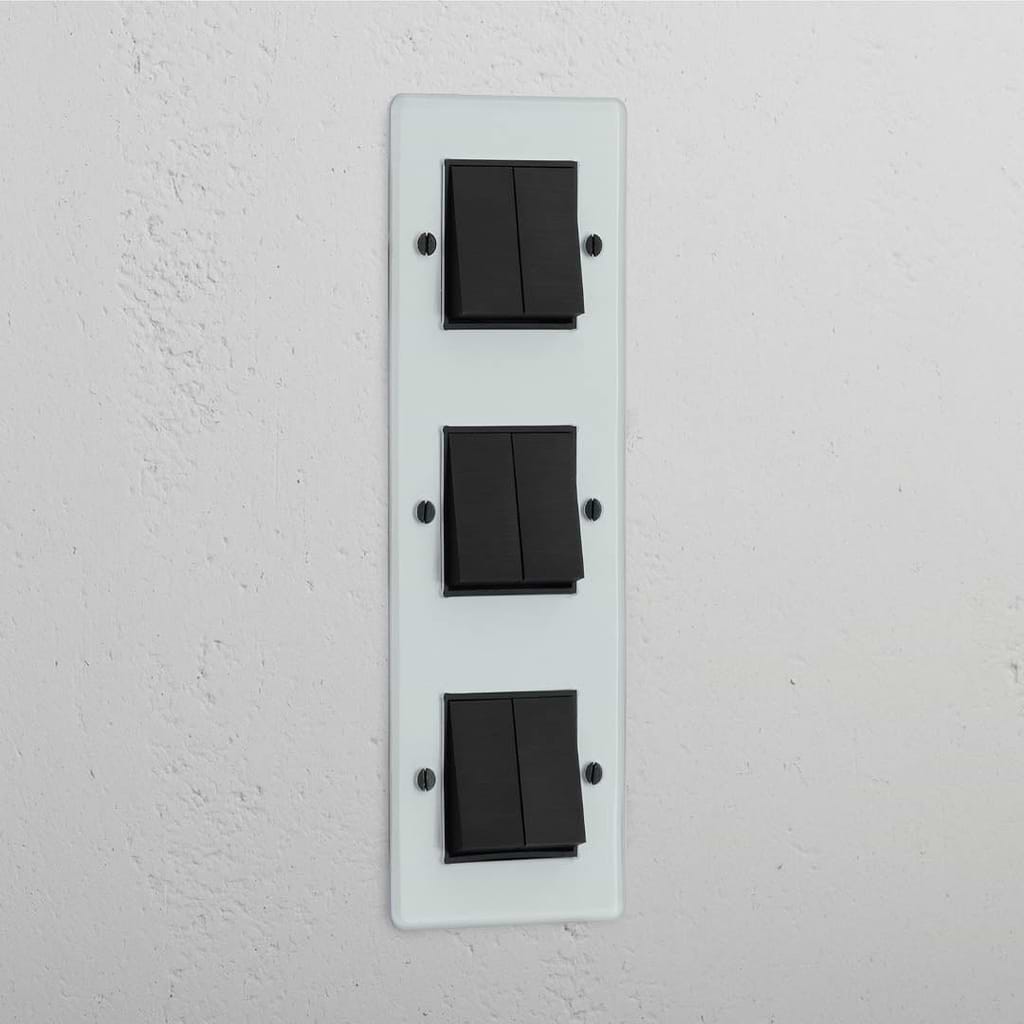 Vertical Six-Position Triple Rocker Switch in Clear Bronze Black - Advanced Lighting Control Solution