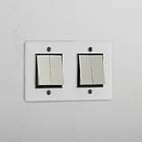 Four-Position Double Rocker Switch in Clear Polished Nickel Black - Comprehensive Light Management Tool