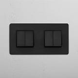 Elegant Double Rocker Switch in Bronze Black with 4 Positions on White Background