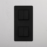High-Capacity Double Vertical Rocker Switch in Bronze Black with 4 Positions on White Background