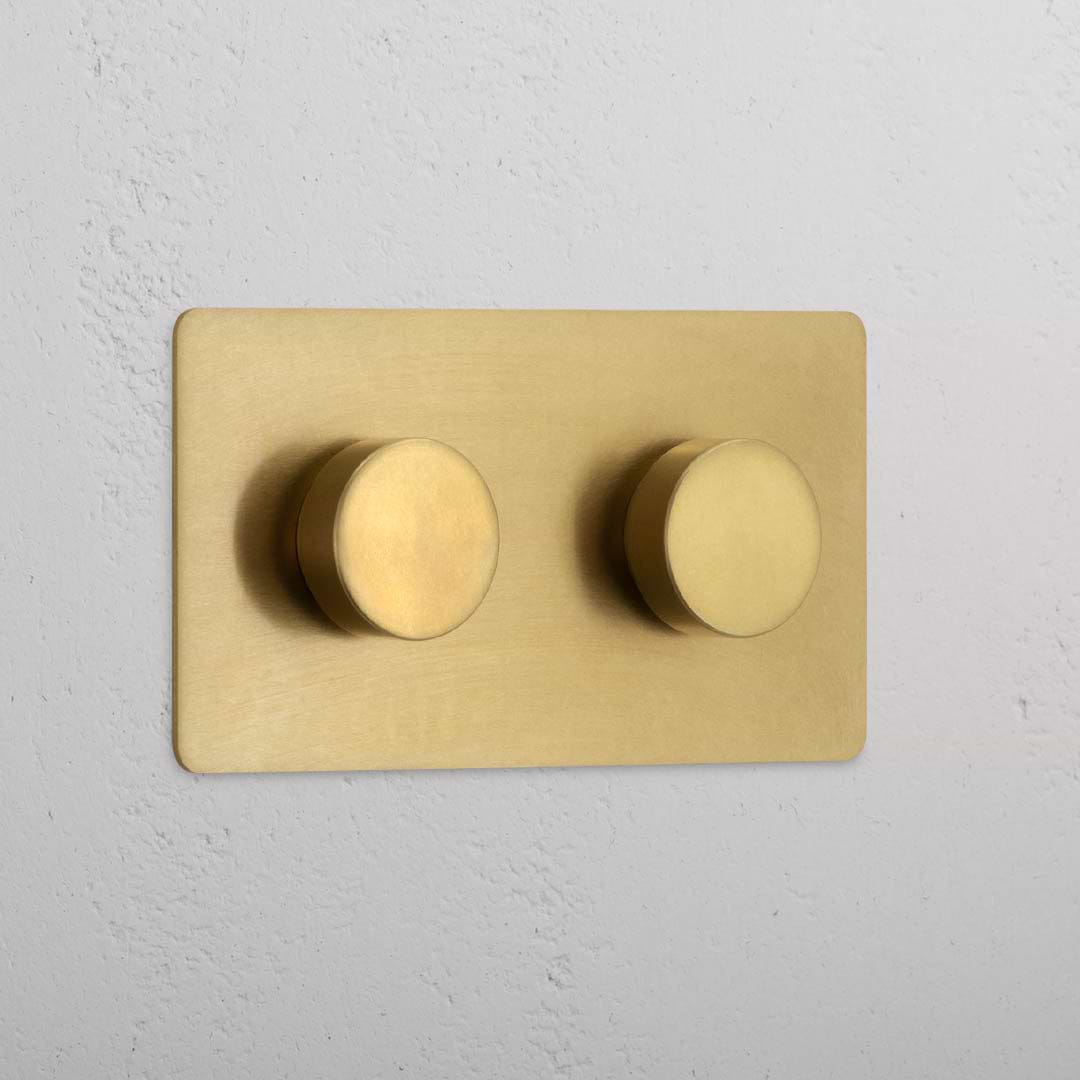 Sophisticated Double 2x Dimmer Switch in Antique Brass