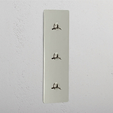 High Capacity Vertical Light Toggle Switch: Polished Nickel Triple 3x Vertical Toggle Switch