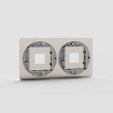 Double Keystone Switch Plate in Polished Nickel EU - Stylish Dual Keystone Light Switch Cover on White Background