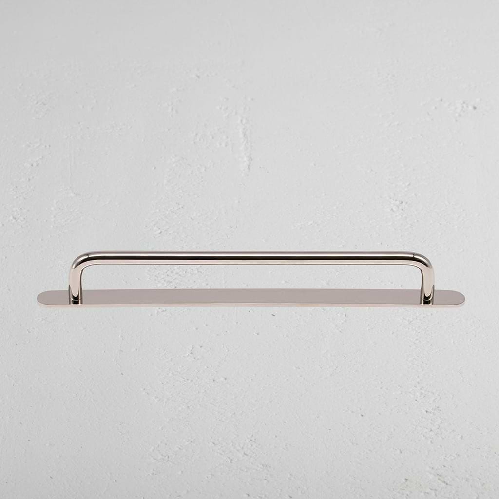Polished Nickel Kilburn Furniture Handle on White Background