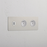 Triple USB 30W & 2x French Module - Polished Nickel White