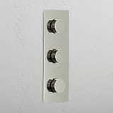 High Capacity Vertical Light Intensity Control Switch: Polished Nickel Triple 3x Vertical Dimmer Switch