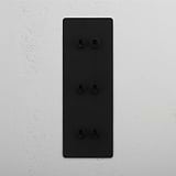 Elegant Bronze Triple Vertical Toggle Switch with 6 Positions on White Background