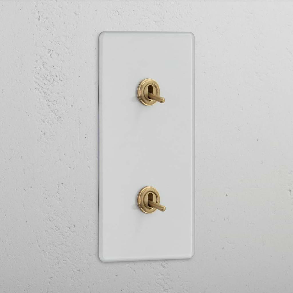 Clear Antique Brass Double Vertical Toggle Switch - Stylish Light Control Accessory
