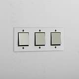 Triple Rocker Switch in Clear Polished Nickel Black - Comprehensive Light Control Tool
