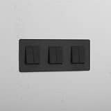 Bronze Black Triple Rocker Switch with 6 Positions - Comprehensive Light Control Accessory