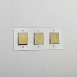 Triple Rocker Switch in Clear Antique Brass White - Advanced Light Control System