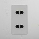 Vertical Double Toggle Switch with Four Levers in Clear Bronze - Robust Light Control Accessory on White Background