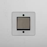 Reliable Dual-Function Single Rocker Switch in Clear Polished Nickel Black - Functional Lighting Tool on White Background