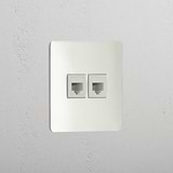Dual Network Connectivity Accessory: Polished Nickel White Single 2x RJ45 Module