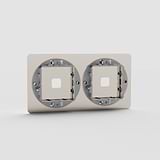 Double Switch Plate in Polished Nickel EU - Polished Nickel Dual Light Switch Plate on White Background