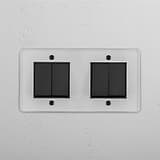 Clear Bronze Black Double Rocker Switch with Four Positions - Efficient Light Control Accessory on White Background