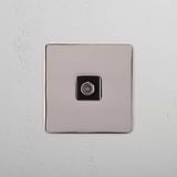 TV Signal Accessory on White Background: Polished Nickel Black Single TV Module
