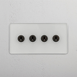 Clear Bronze Double Toggle Switch with Four Levers - Advanced Light Control Solution on White Background