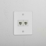 Dual Port RJ45 Module in Clear White - Stable Network Connection Accessory
