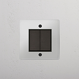 Double Rocker Switch in Clear Bronze Black - Stylish Light Control Solution on White Background